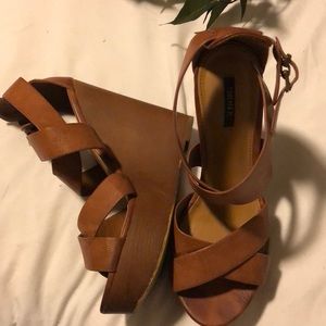 Forever 21 cognac tan wedges 7.5